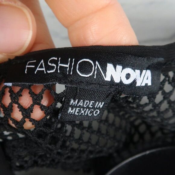 FASHION NOVA BLACK ONE PIECE BATHING SUIT WITH ATTACHED MESH SKIRT COVER UP XL - Picture 2 of 10